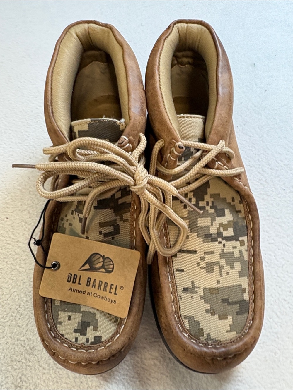 DBL Barrel Kids' Moccasin Shoes in Brown with Camo